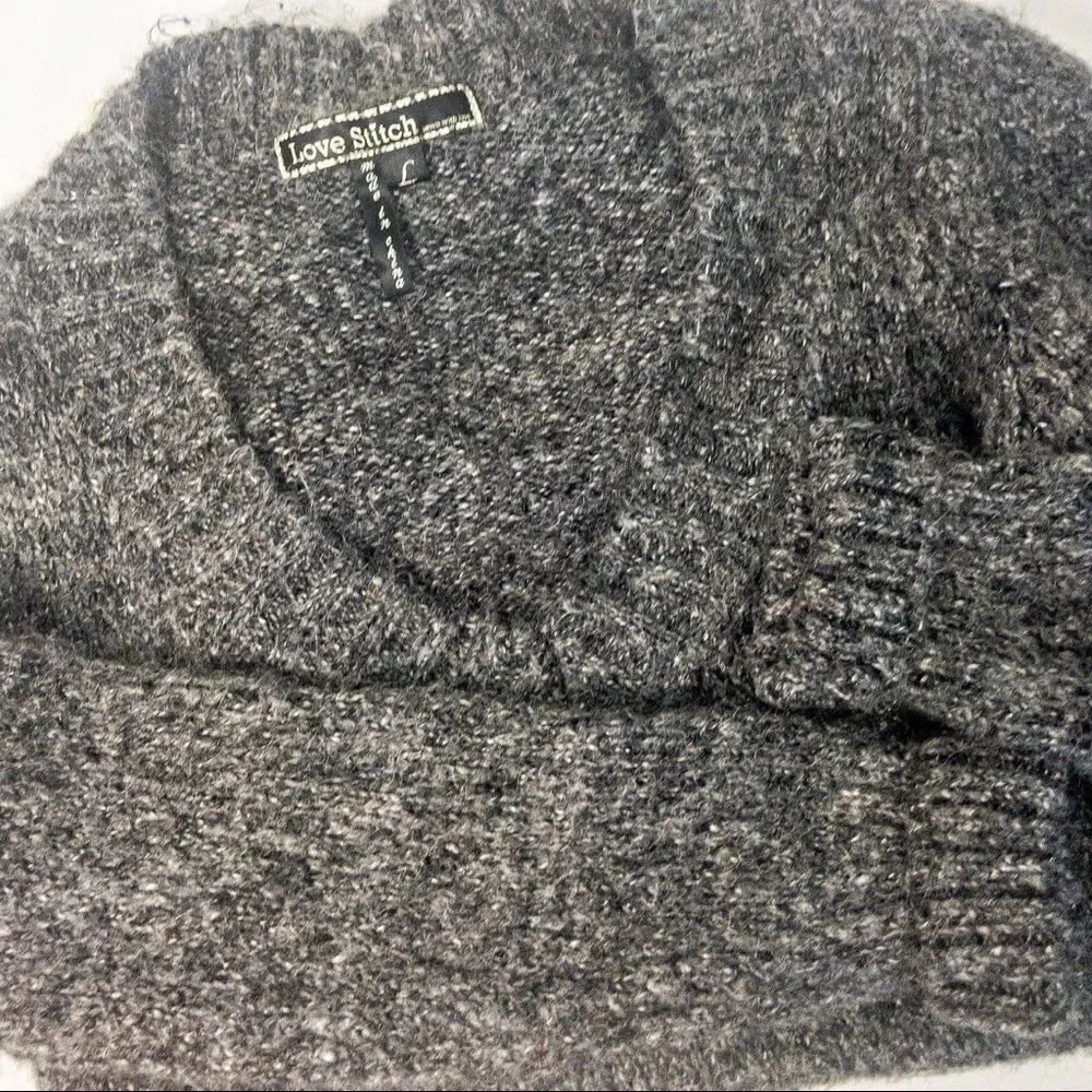 Love Stitch So Soft Salt & Pepper Sweater Sz L